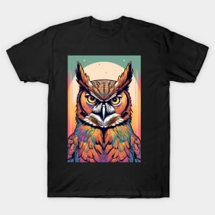 Wild Owl Bird Great Horned Owl Dad T-Shirt